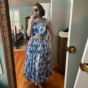 Floral Blue and White Maxi Dress